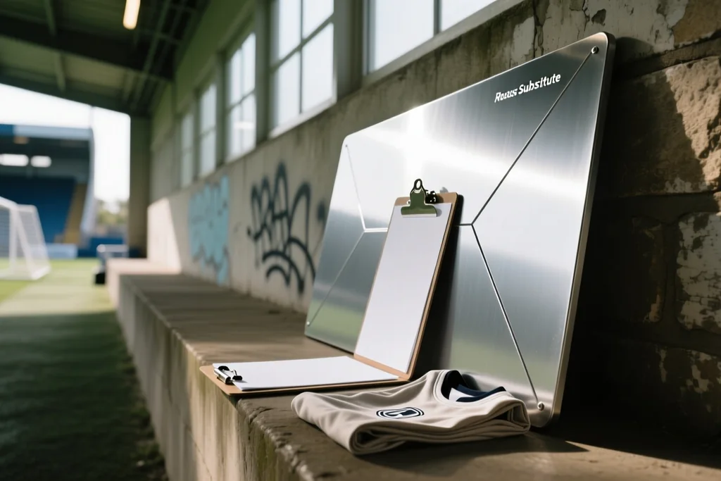 Fourth official board and a head injury assessment clipboard pitchside