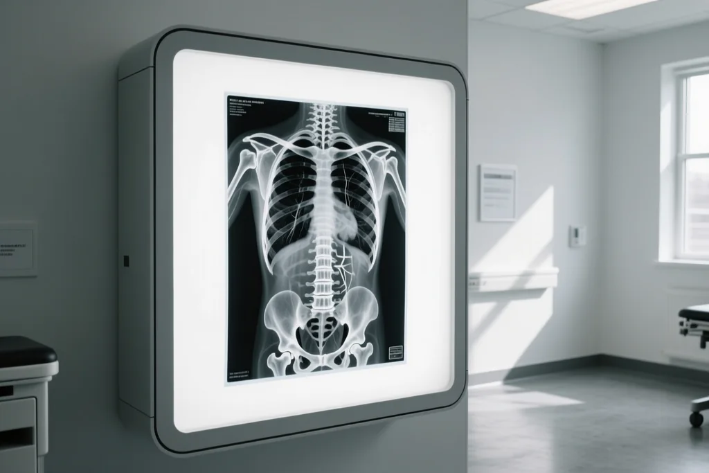 MRI film on a lightbox in a sports medicine clinic